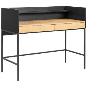 Bureau Bois Et Noir 2 Tiroirs Arthur - Neuf