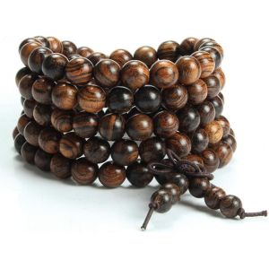 Eryi-8mm-108 Bracelet Perles En Bois De Santal Naturel Collier/Bracelet Chaîne Chapelet Perles Tibétain Bouddhiste Bouddha Mala Élastique Pierres Bracelet Homme Femme - Neuf