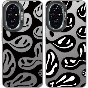 Kal-2 Pièces Housse Pour Honor 200 6,7"", Dessins De Sourire Drôle, Couverture Arrière Pc Dur Avec Tpu Soft Matte Silicone Bumper Etui De Protection Antichoc - Titane Noir - Neuf