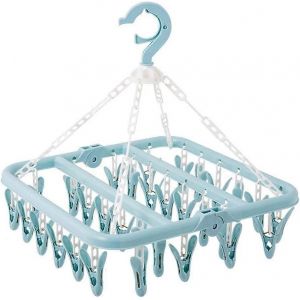 Cintre de sous-vêtements avec 32 clips Pince à vêtements pliable Séchoir à vêtements coupe-vent Rack suspendu pour bébé Cl - Neuf