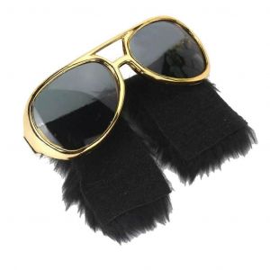 Nouveaut&eacute; Lunettes De Soleil Dor&eacute;es Dr&ocirc;le Lunettes De Barbe Des Ann&eacute;es 70 Disco Costume Presley Accessoires Dr&ocirc;le D&eacute;guisement Lunettes Avec Favoris De F&ecirc;te - Neuf