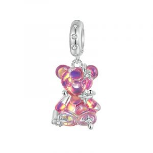 Wostu R&eacute;el 925 En Argent Sterling Princesse Ours Rose Perle Bleu Rose Ours Rouges Pendentif Breloques Id&eacute;al Pour Bracelet Collier Bricolage Cadeau D'anniversaire--Scc2754-Vt - Neuf