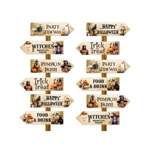 Panneaux fl&eacute;ch&eacute;s d'Halloween pour d&eacute;coration de f&ecirc;te - Lot de 12 pi&egrave;ces - Neuf
