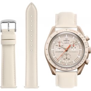Bracelet Omega X Swatch Moonswatch-Cuir Bracelet De Moonwatch Montre Homme Femme-Dégagement Rapide Bracelet Pour Swatch Omega 20mm Remplacement.[U2557] - Neuf