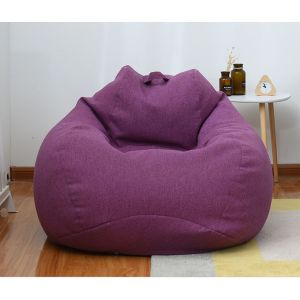 Housse De Pouf En Coton Et Lin 100 X 120 Cm (Violet) - Housse De Canapé Pouf Zippée Sans Rembourrage - Neuf