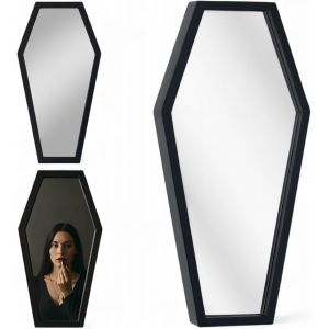 Awesome Coffin Mirror Wall Mirror Gothic Coffin Wall Mirror Halloween Decoration Matte Black 38 X 18 X 1.2cm Wooden Frame Casket Mirror Ideal For Room - Neuf