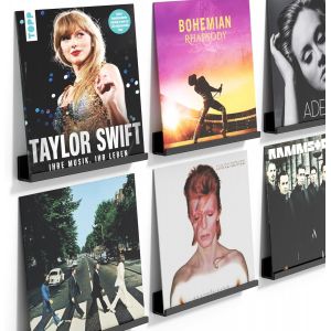 CAUC-Lot de 6 Supports muraux pour disques vinyles en Vinyle - 30,5 x 4,3 x 4,3 cm - Étagères flottantes pour disques, Albums Photo et Objets de Collection - Neuf