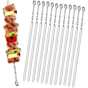 20 Paquet De Brochettes De Viande En Acier Inoxydable Pour Barbecue, Brochettes En M&eacute;tal Plates 36cm - Neuf