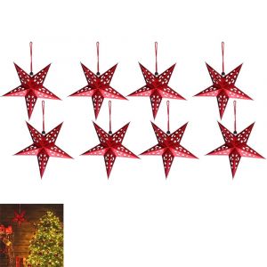 Lot de 8 lanternes &eacute;toiles en papier 3D pour d&eacute;coration de No&euml;l et de f&ecirc;tes, abat-jour suspendu, 30 cm, r&eacute;utilisables - Neuf