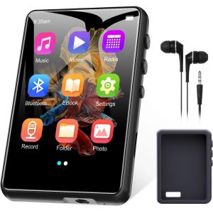 64Go Lecteur MP3 Bluetooth 5.3, 2,4"" Tactile Portable MP3 Lecteur Musique, HiFi Baladeur Mp3 avec Hautparleur Vid&eacute;o/Enregistrement Vocal Radio FM Ebook Extensible 128Go(Espace Noir) - Neuf