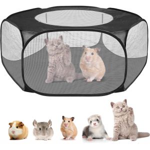 Parc Pliable Pour Animaux De Compagnie, Parc Pour Chiots, Tente Pour Chien D'intérieur Et D'extérieur, Imperméable Et Respirant, Pour Chats, Lapins, Hamsters, Chinchillas Et Hérissons (Noir) - Neuf