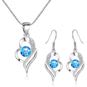 Trahoo-Ensemble De Parure Femme En Argent Fin 925 Avec Zircone Cubique, Boucles D'oreilles Collier En Forme De Coeur Hypoallergénique, Mariage Anniversaire La Fête Des Mères Cadeau Pour Femme Fille - Neuf