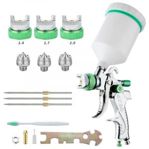 Kit de pistolet à peinture haute pression professionnel, pistolet à air comprimé HVLP 600 cc, buses 1,4 mm/1,7 mm/2,0 mm, 3 tailles - Neuf
