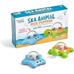 Lot De 2 D&eacute;s D'animaux Marins-Rouleau De D&eacute;s De Rechange Pour Enfants,Accessoires De Jeu De Soci&eacute;t&eacute;,Nuit De Jeu En Famille,Activit&eacute;s De Voyage Pour Enfants,Jeux De Classe Amusants - Neuf