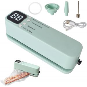 Machine Sous Vide Alimentaire,Mini Scelleuse De Sacs Avec 3 Niveaux De Temp&eacute;rature, 5 Sacs, 2 Adaptateur De Gonflage Et 1 Adaptateur D'extraction D'air,Scelleuse &Agrave; Vide Rechargeable Pour Conservation - Neuf