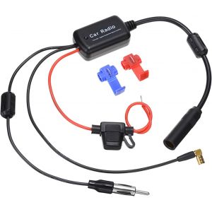 R&eacute;partiteur FM AM Dab Dab+ Amplificateur Antenne Autoradio, 12V-24V Amplificateur Signal Antenne Voiture Booster, SMB vers DIN S&eacute;parateur Adaptateur pour Camion Autoradio St&eacute;r&eacute;o Audio Radio - Neuf