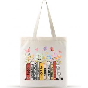 JEXNOVASHOP-Sac en Toile Imprimée TS Canvas Tote Bag Femme Esthétique Inspiré par Les Albums, Fourre-Tout Personnalisé en Tissu pour Femmes, à Personnaliser - Neuf