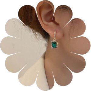 Kal-Boucles D'oreilles &Eacute;meraude Vintage Or Vert Boh&egrave;me Bijoux Pour Femmes - Neuf