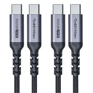 ERYI-2M Usb C Vers Usb C 2 Pack, Câble De Charge Rapide 100W C Vers C, Type C 3.1 Gen 2 10Gbps Transmission De Données Haute Vitesse Câble De Marquage Électronique De Charge Rapide, 4K@60Hz Vidéo - Neuf