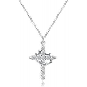 Kales-Collier En Forme Croix Incrusté De Strass Collier Croix Femme Solide Et Imperméable Cross Necklace Conception Rotative S'applique À Cadeaux De Vacances Pour Femmes Et Filles - Neuf