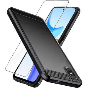 ERSAN-Verre trempé pour Sony Xperia 10 VI Coque Noir Fibre de Carbone + Verre trempé Film Protecteur - Souple Étui Carbon Fiber Housse Case Cover pour Sony Xperia 10 VI (6.1") - Neuf