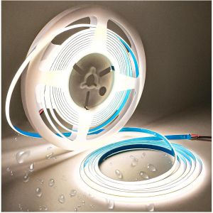 Tzf-Ruban Led 12v Cob, 5mm De Large Ultra Fin, Bande Led 5m 384 Leds/M Total Lumière Néon Blanc Naturel 4000k Super Brillante Souple Pour Fête, Comptoir, Étagère, Décoration Intérieure - Neuf