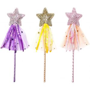 Kit De 3 Baguettes Magiques Pour Filles ¿ Baguettes Princesse Et Fée Scintillantes, Accessoires Chaton En Sequins, Pour Jeux De Rôle, Fêtes, Spectacles, Décorations D¿Anniversaire. - Neuf
