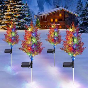 Lot De 4 Sapins De No&euml;l Solaires Avec Guirlandes Lumineuses Led Pour D&eacute;corations De No&euml;l Ext&eacute;rieures, &Eacute;clairage De Chemin De No&euml;l Ext&eacute;rieur, Sapin De No&euml;l Solaire D'ext&eacute;rieur - Neuf