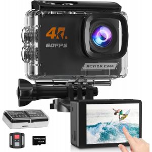 Subzonal-Cam&eacute;ra D'action 4k60fps Avec &Eacute;cran Tactile, Cam&eacute;ra Sous-Marine 40 M Avec Carte Sd 64 G, Cam&eacute;ra De Sport Wifi Avec Zoom 8x, Stabilisation 6 Axes, Cam&eacute;ra De Casque Avec T&eacute;l&eacute;commande 2,4 G, 2 - Neuf