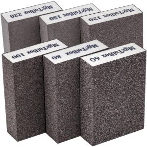 JEXNOVASHOP-6pcs &Eacute;ponge de pon&ccedil;age, Cale a poncer kit Polissage Grain 60/80/100/120/180/220 sp&eacute;cifications lavables et r&eacute;utilisables - Neuf
