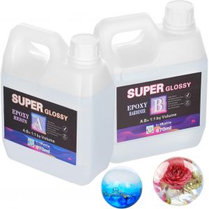1340ml Resine Epoxy,Resine Epoxy Transparente,1:1 Ratio,Kit R&eacute;sine Epoxy Complet Avec, B&acirc;ton, Gants, Verre Doseur,Pour La Fabrication De Bijoux En Cristal Pendentif Bracelet, La Diy Artisanale - Neuf