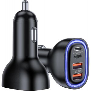 LORANKA-Allume Cigare USB C 2-Pack Chargeur Voiture 4 Ports 78w PD QC 3.0 Rapide Prise Chargeurs de Adaptateur 12v, pour iPhone 17 16 15 14 Pro Max Mini Plus iPad Samsung Huawei Xiaomi Tabletetc - Neuf