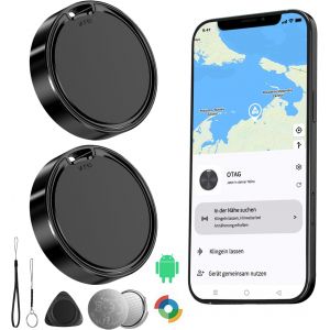 VornixorSarlshop-Tracker Android Smart Tag (Android uniquement) - Localisateur de cl&eacute;s compatible avec Google Hub APP IP67 Bluetooth KeyFinder pour valise/bagages (2 pi&egrave;ces) - Noir - Neuf