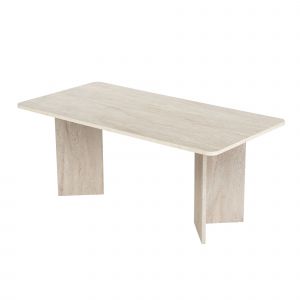 Table &agrave; manger en bois "Linza" 180 x 90 x 75 cm - Travertin - Neuf