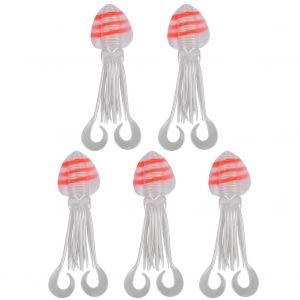 Lot De 5 Leurres De Peche Artificiels En Plastique Souple Pour Calmar (M) - Neuf
