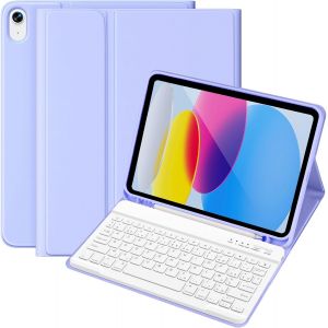 Coque Clavier Pour Ipad 10/11ème Génération (10.9 Pouces 2022/11 Pouces A16 2025), Étui Clavier Bluetooth Sans Fil Pour Ipad 10eme/11eme, Azerty Français,Violet - Neuf