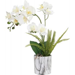 ERYI-Fleurs Artificielles D'Orchidées Blanches En Pot, Fausses Fleurs D'Orchidées Au Toucher Réel, Décoration Pour Mariage De Bureau De Salle De Bain De Cuisine (Blanc 3) - Neuf