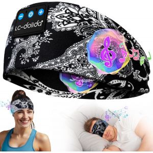 Bandeau Ecouteurs pour Dormir Bandeau Bluetooth, Bandeau écouteur de Musique pour Hommes Femmes,Bandeau Bluetooth Sommeil avec Ultra-Fins HD Stéréo pour Sport,Dormir,Voyage - Neuf