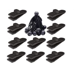 Lot De 10 Pinces En Plastique Pour Auvent, Pince Crocodile, Cordon Élastique Pour Tente, Camping, Noir, Coupe-Vent, Extérieur, Avec Vis De Serrage - Neuf
