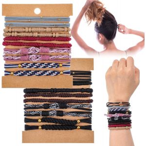 Lot De 20 &Eacute;lastiques &Agrave; Cheveux Boh&egrave;mes Pour Femme - 5 Styles - 6 Couleurs - Joli Bracelet Sans Dommage - Convient Pour Cheveux &Eacute;pais Ou Fins - Queue De Poney - Cadeau R&eacute;tro - 8,9 X 0,2 X 0,5 Cm - Neuf