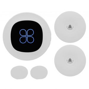 Sonnette sans fil auto-alimentee, 1 recepteur, 2 boutons poussoirs, sans pile, pour la maison, prise UE - Neuf
