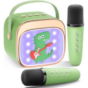 ERYI-Machine Karaoke Enfant Avec 2 Micros Enfants: [Personnalisation Exclusive] - Dinosaure Jouet Karaoké Pour Enfants - Jouet Enfants 3-10 Ans - Cadeau Paques Garçons 3-12 Ans - Micro Enfant - Neuf