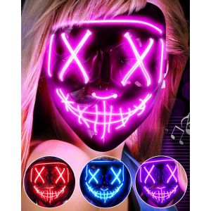 Halloween Effrayant Led Masque Visage,La Masque Lumineux 3 Modes D'&eacute;clairage Pour Les Carnavals,Les Bals Masqu&eacute;s Et Les Soir&eacute;es Costum&eacute;es De Cosplay.[J91] - Neuf