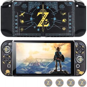 Protective Cover for Switch OLED Console Accessories for Switch OLED with Hard Dockable Case and 2 Silicone Joystick Caps -Zelda - Neuf