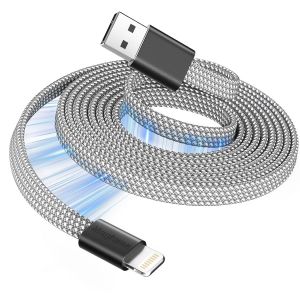 Magnetic Lightning Cable Coil 1m Mfi Certifi&eacute; I -Phone Chargeur C&acirc;ble Charge Rapide Plat R&eacute;tractable I -Phone Fil Tress&eacute; Pour Voiture Compatible Avec I -Phone 14 13 12 11 Pro Max Xr Xs X - Neuf