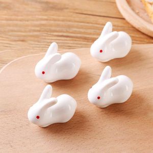 Lot De 8 Mini Supports &Agrave; Baguettes En C&eacute;ramique En Forme De Lapin Mignon, Pour Cuill&egrave;res, Fourchettes Et Couteaux. - Neuf