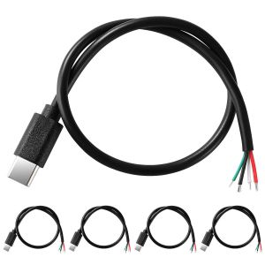 5 Pièces 30cm 22AWG Queue de Cochon USB Type-C Mâle, 5V 3A USB-C vers Fil nu à 4 Broches, Câble de Queue USB Type - C Rallonge de Câble D'alimentation, pour Bricolage - Neuf