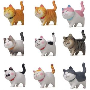 Paquet de 9 mignon miniature chat figure animal chat personnages jouets Mini figure collection jeu set,gâteau - Neuf