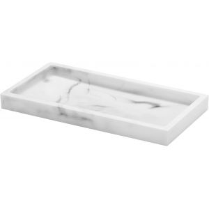 Plateau Décoratif Rectangulaire En Résine, Plateau De Rangement Pour Réservoir De Toilette De Salle De Bain, Plateau Bijoux Pour Tissus Savon Serviette Plante, S - Marbre Blanc[App8811360] - Neuf