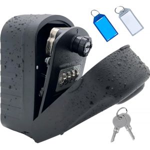 Grande Boite A Cl&eacute;s S&eacute;curis&eacute;e Avec Code, Serrure Et Clefs De Secours, S&eacute;curise Vos Cl&eacute;s &Agrave; Partager, Boite &Eacute;tanche Noir, Fixation Murale Ext&eacute;rieure Int&eacute;rieur Acc&egrave;s Maison, Garage, Bureau,&Eacute;cole - Neuf